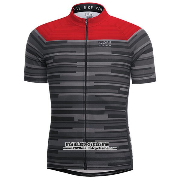2017 Maillot Ciclismo Gore Bike Wear Power Stripes Gris Manches Courtes et Cuissard